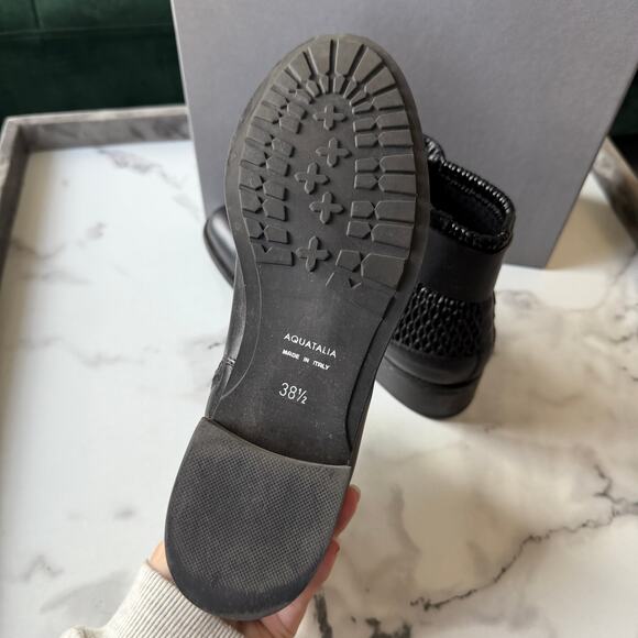 Aquatalia Odette Dry Black Calf Leather Ankle Boots Size 38.5 - Picture 8 of 10